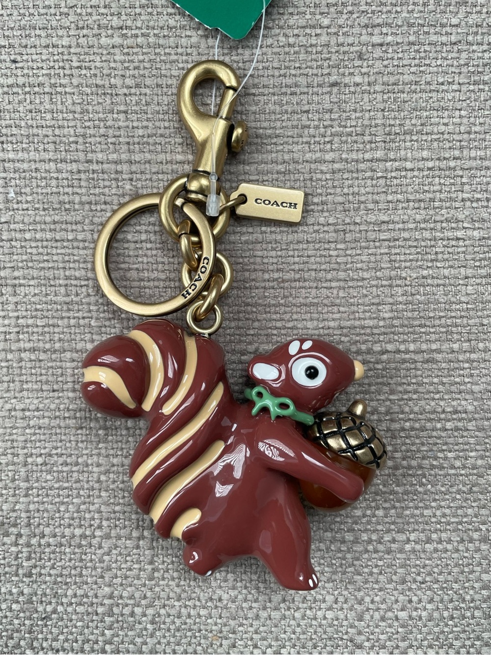 Coach Hungry squirrel bag charm key holder in colour Brown multi NWT